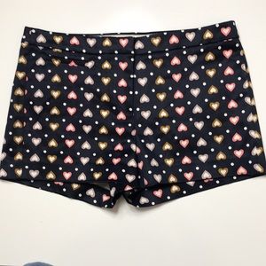J. Crew shorts mini color navy colored pink brown & hearts, zipper, size…